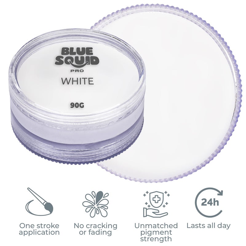 Blue Squid PRO Face Paint - Professional Water Based Single Cake Facepaint & Body Paints - SFX Makeup, Kids Adults Face Painting for Costume, Halloween, Cosplay - Classic White 90g / 3oz - Image 4